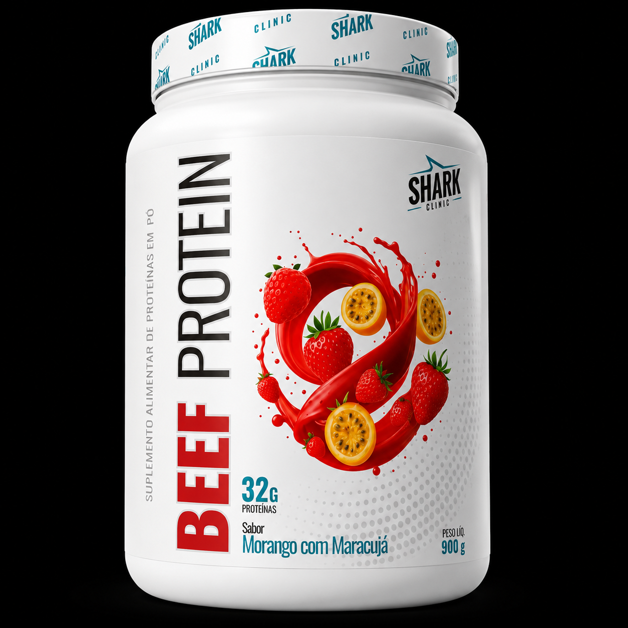 Beef Protein Shark Clinic Morango com Maracujá 900g — Whey Protein Imperium Suplementos